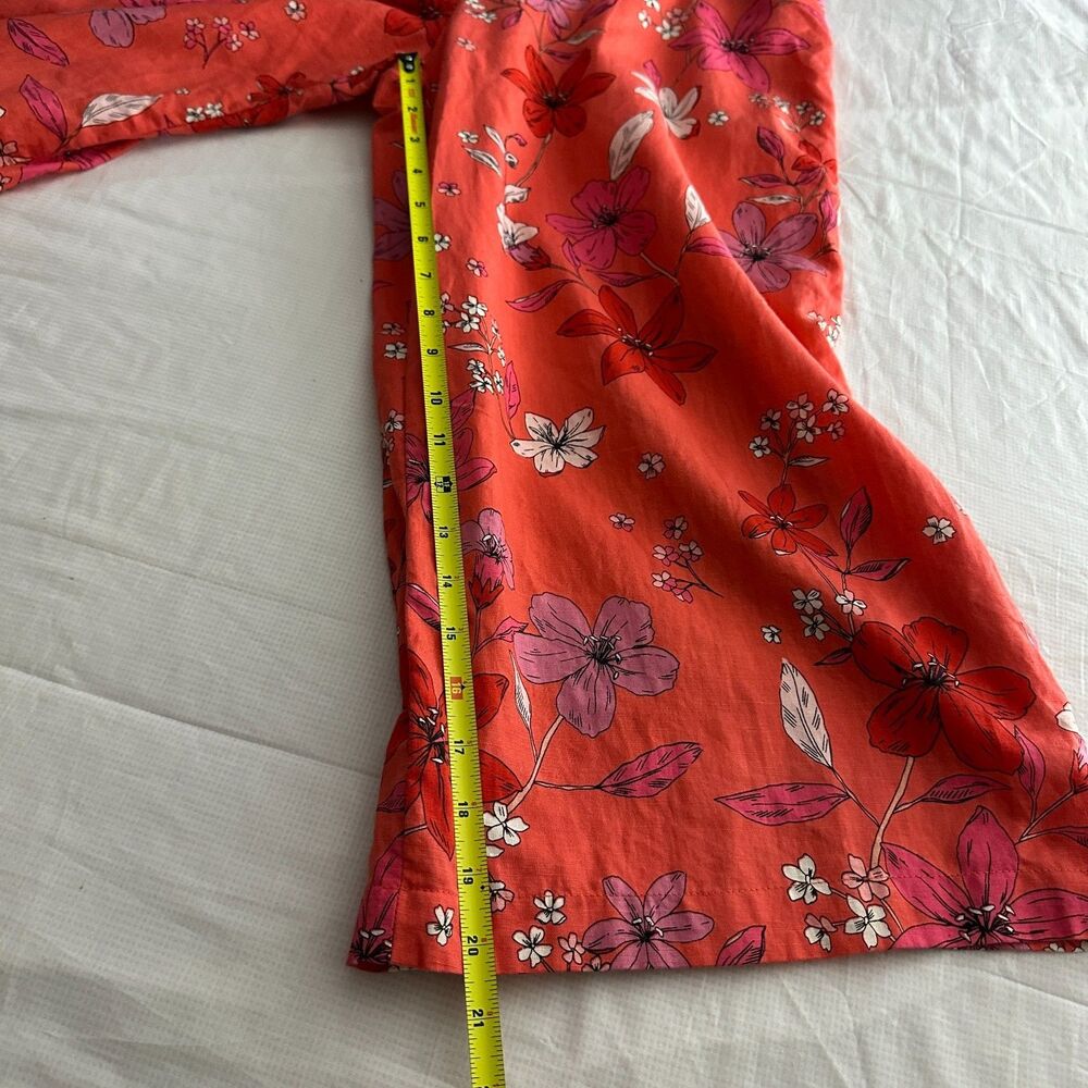 Banana Republic Linen Cotton Blend Coral Floral Jumpsuit Spaghetti Strap Size 10 - Picture 12 of 14